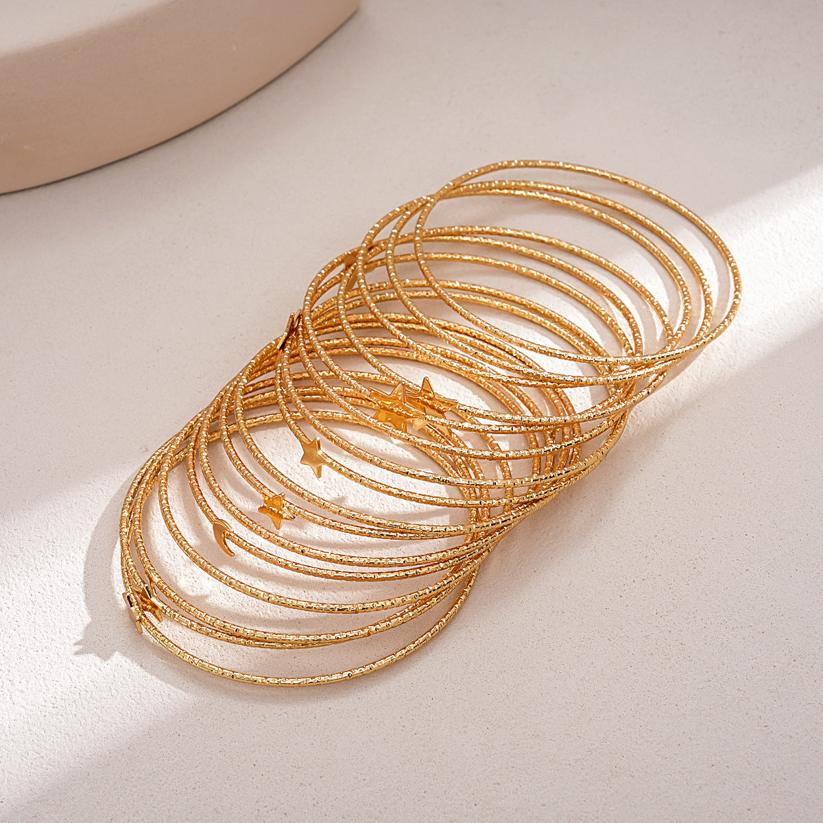 Trendy Star Moon Multi-Layer Gold Plated Bracelet 6W6JBR584