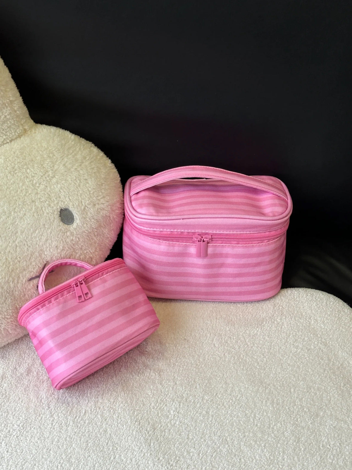 Cute Striped Print Large Capacity Makeup Bag MK2BW6S10BOB77