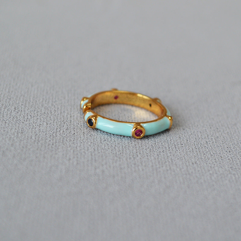 Boho Enamel Zircon Open Ring - DippedShop Wholesale - #1155