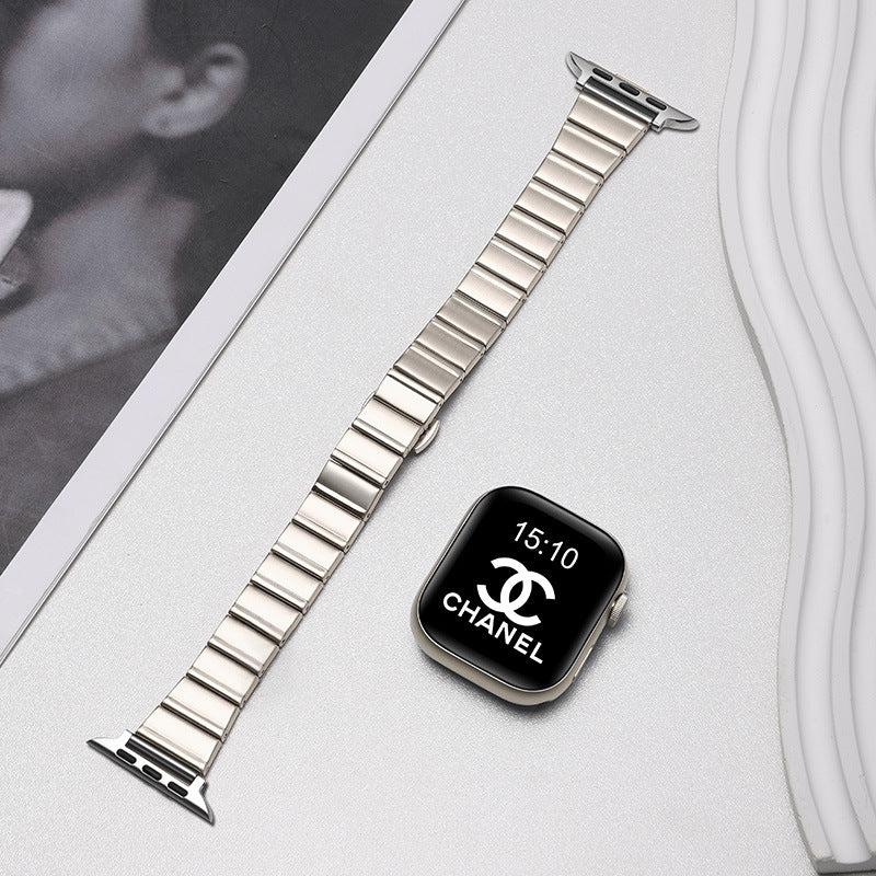 Minimalist Bamboo Metal Link Slim Watch Band 6W6JWA91