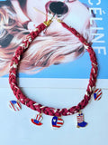 Hand Woven USA Flag Umbrella Pendant Choker Necklace 8ZA6JNC287T