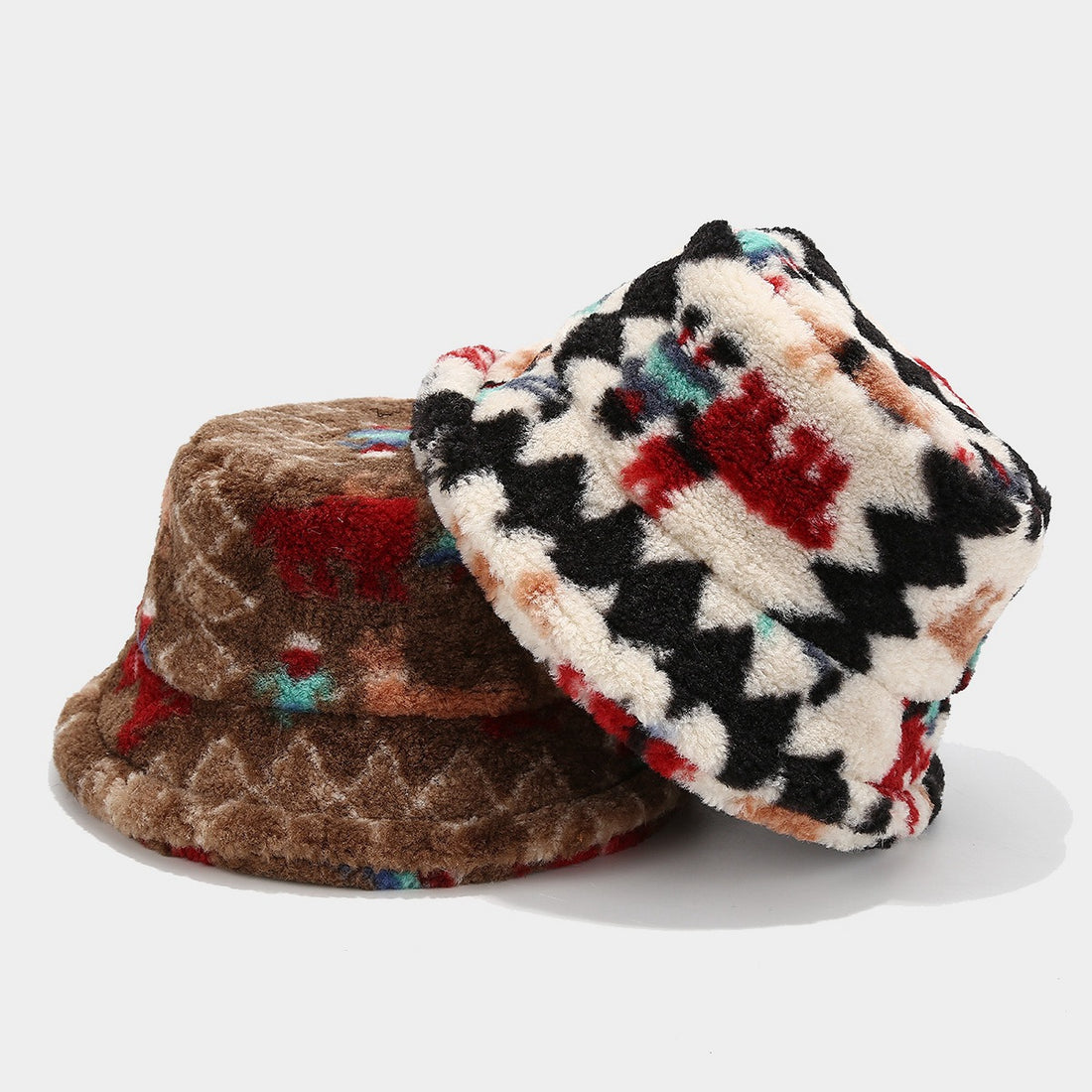 Casual Heart Pattern Soft Fuzzy Winter Bucket Hat DP25F657