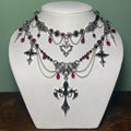 Halloween Gothic Blood Red Crystal Cross Choker 6W6JNC884