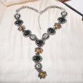 Vintage Gold Plated Oval Resin Jewel Y-necklaces 6W6JNC625