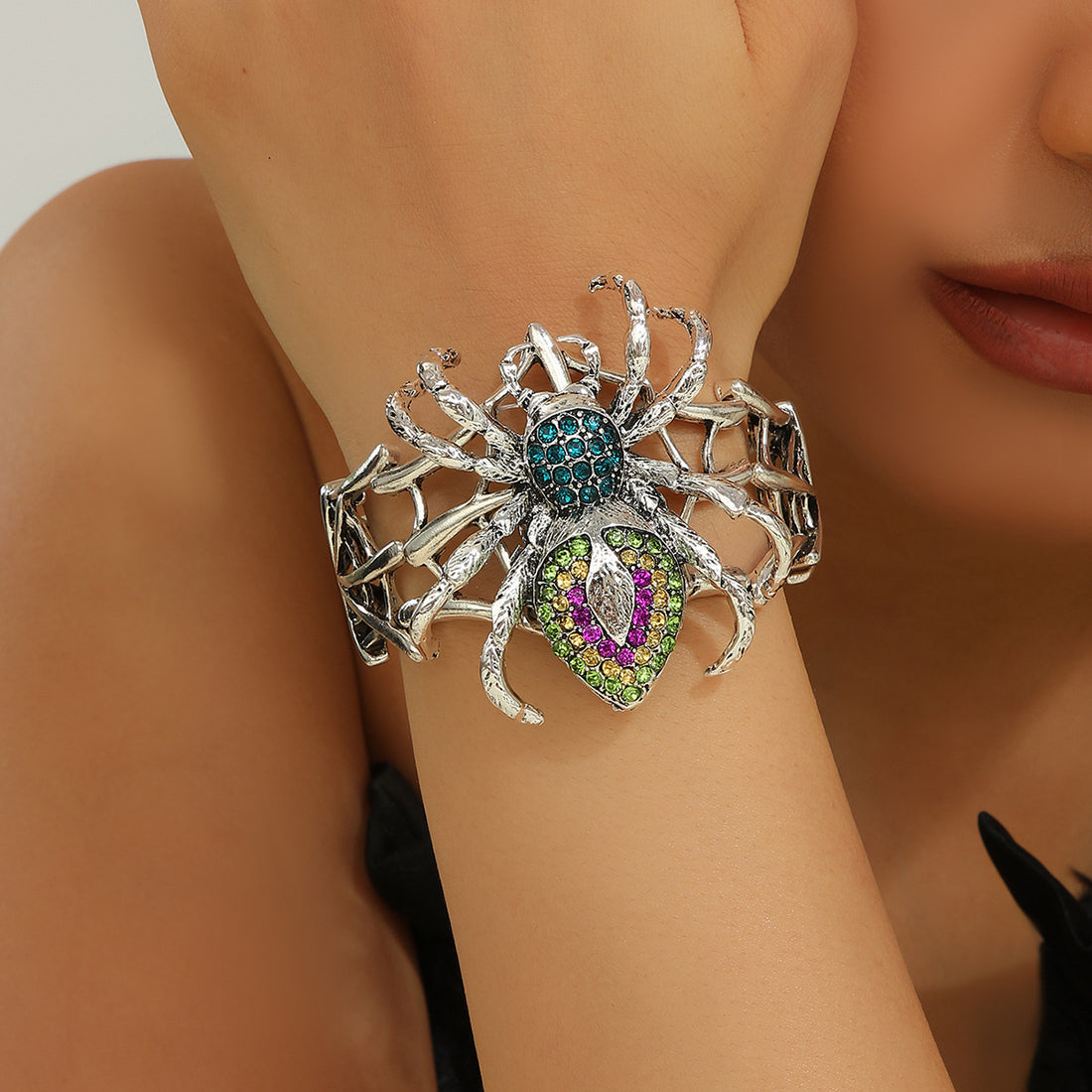 Halloween Spider Rhinestone Bracelet - DippedShop Wholesale - #9827