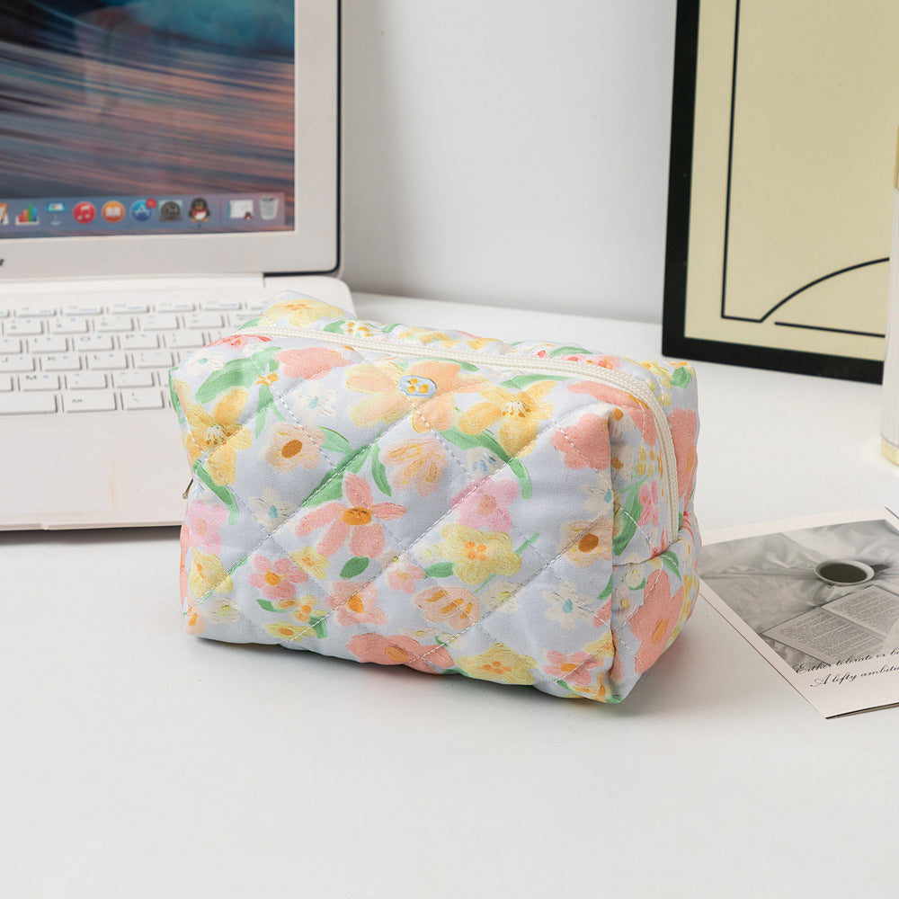 Colorful Floral Quilted Cosmetic Storage Bag 6C5CO73