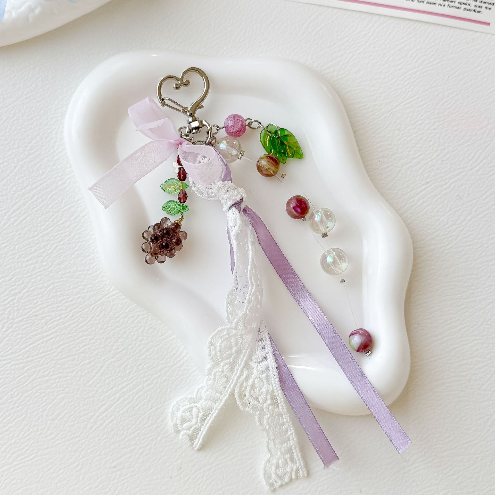 Creative Grape Beaded Pendant Keychain Bag Charm 6W10BBC384