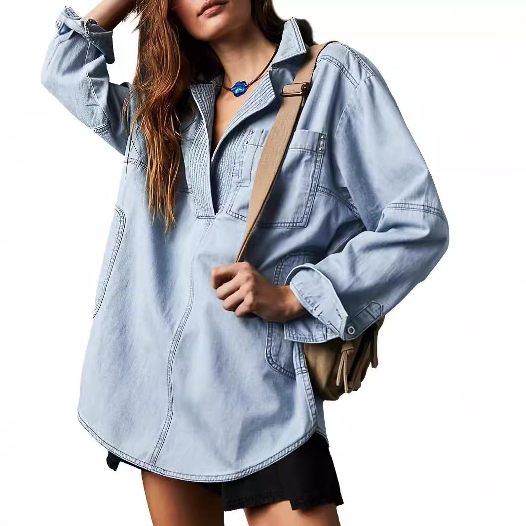Trendy Polo Denim Top - DippedShop Wholesale - #9827
