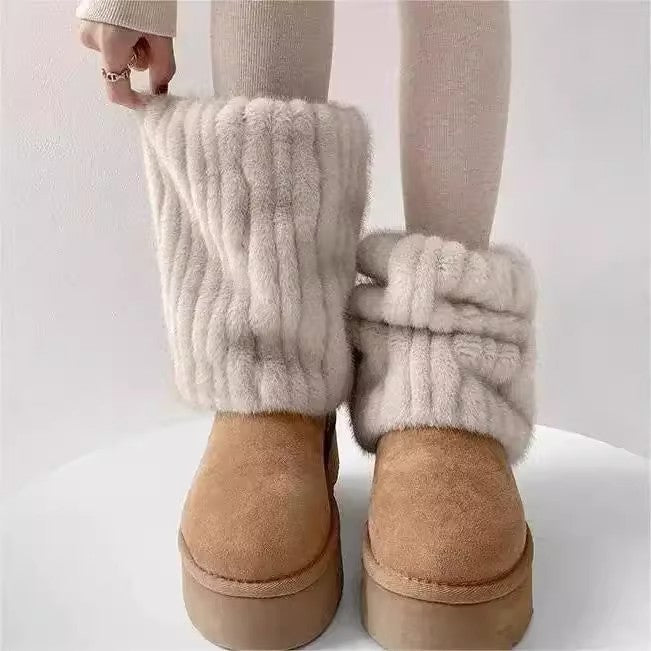 Fluffy Faux Velvet Thermal Boot Cuffs 6W8FSO880