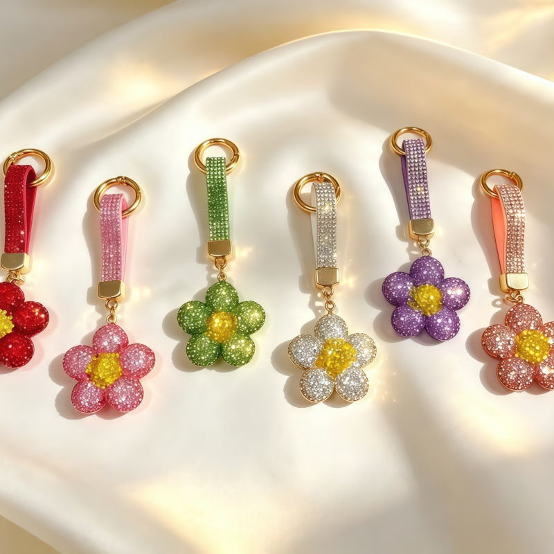 Rhinestone Sunflower Bag Charm - DippedShop Wholesale - #8723