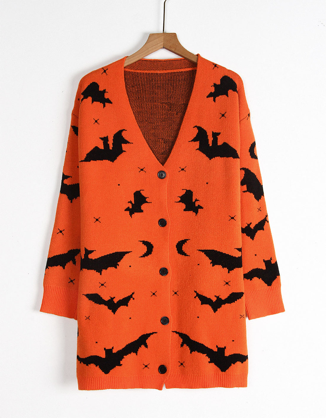 Halloween Bat Jacquard Long Knit Cardigan DP25G432