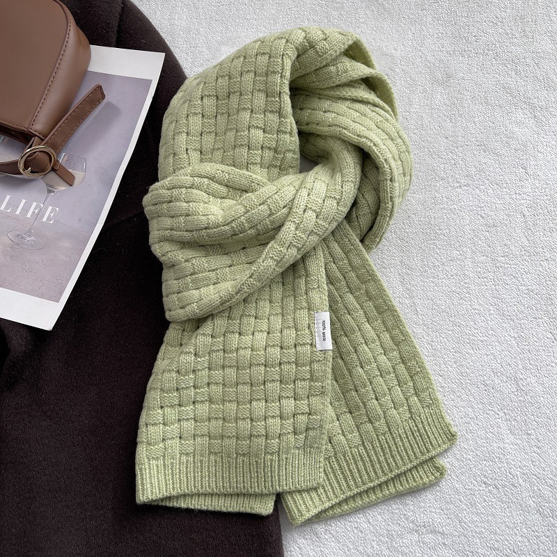 Classic Solid Color Plaid Knit Warm Scarf 6W6NSC79