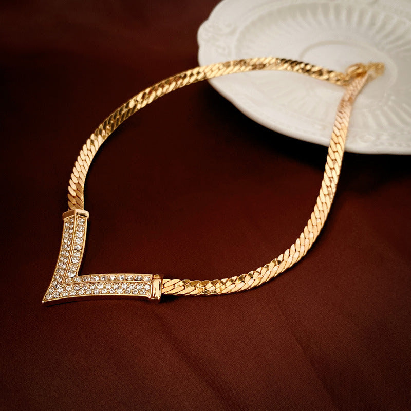 Vintage Gold Plated Floral Heart Chain Necklace 6W6JNC904