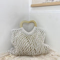 Casual Holow Out Heart Handle Beach Handbag 8CW6BBG501T