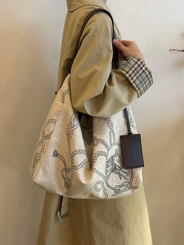 Vintage Floral Print Canvas Shoulder Bag 6W10BBG1988