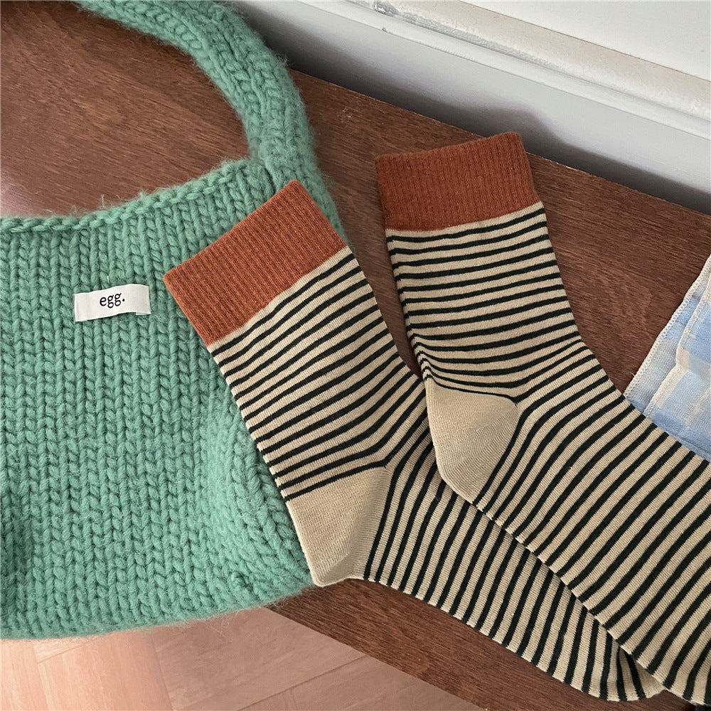 Striped Slouch Crew Socks - DippedShop Wholesale - #8995