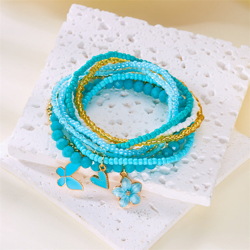 Boho Flower Butterfly Multi-Layer Beaded Bracelet 6W6JBR507
