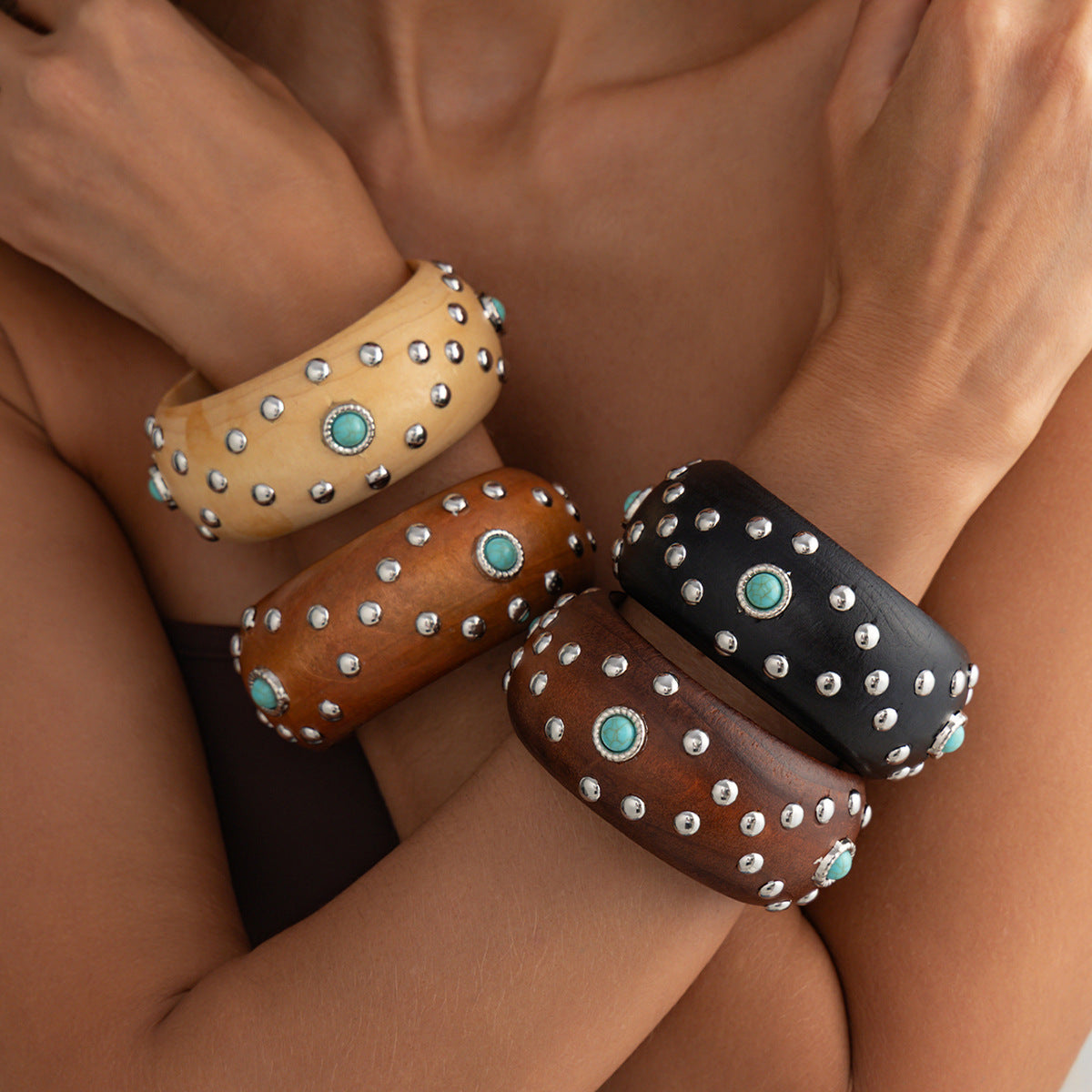 Punk Style Studded Wooden Wide - DippedShop Wholesale - #3507