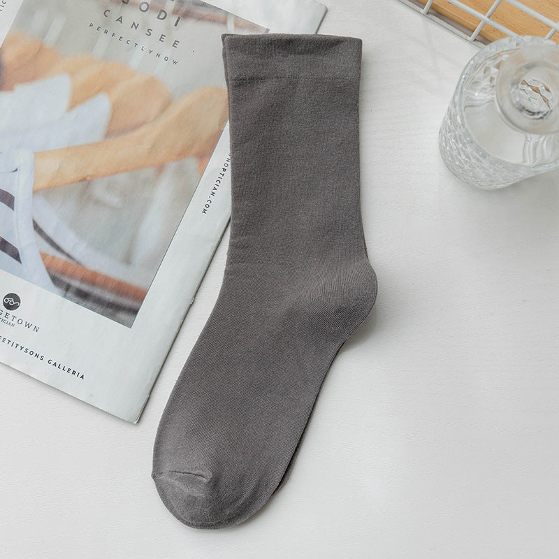 Solid Cotton Mid Calf Socks - DippedShop Wholesale - #9171