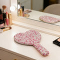 Stylish Heart Shape Rhinestone Handheld Mirror 6C5MR104