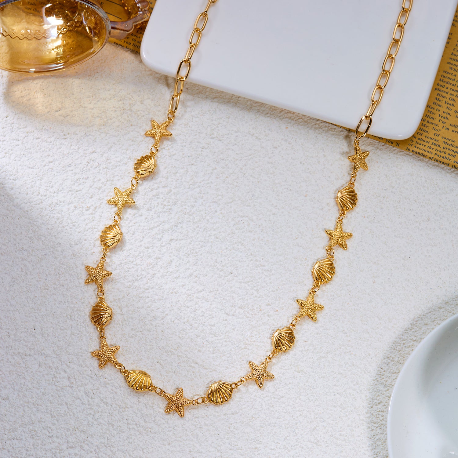 Simple Gold Plated Starfish Shell Waist Chain 8ZA6JBC106L