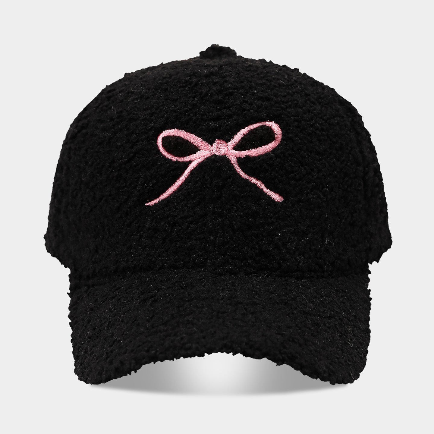 Fashion Bowknot Embroidery Lamb Wool Baseball Cap 6W6HAT526