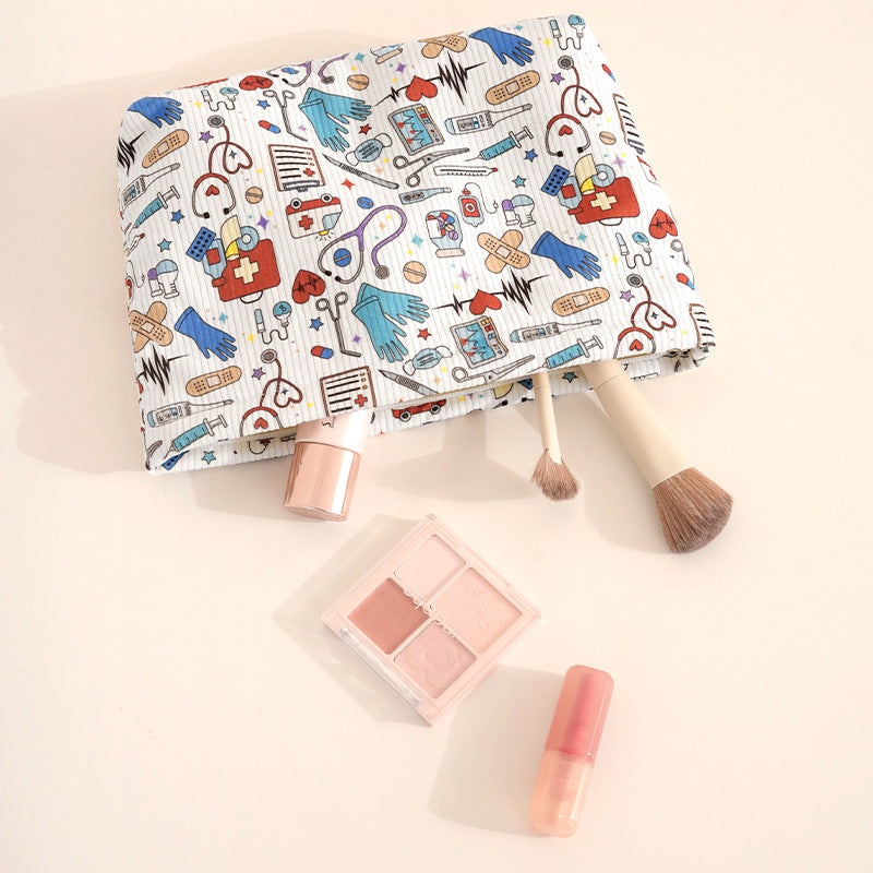 Corduroy Cartoon Cosmetic Bag - DippedShop Wholesale - #6643