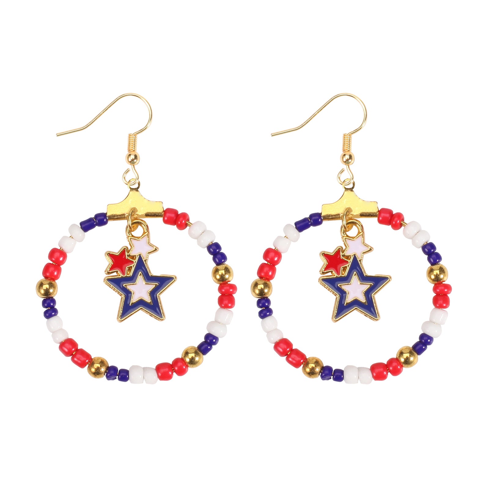 Retro Star Pendant Beaded Chain Frame Earring 8ZA6JER304L