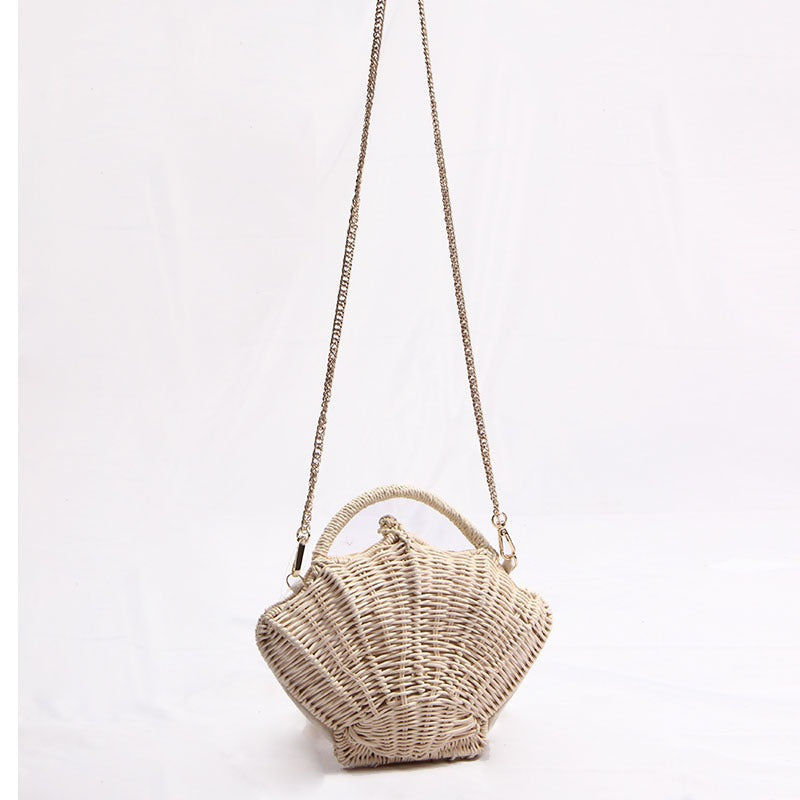 Trendy Shell Shape Hand Woven Shoulder Bag 8CW6BBG502T