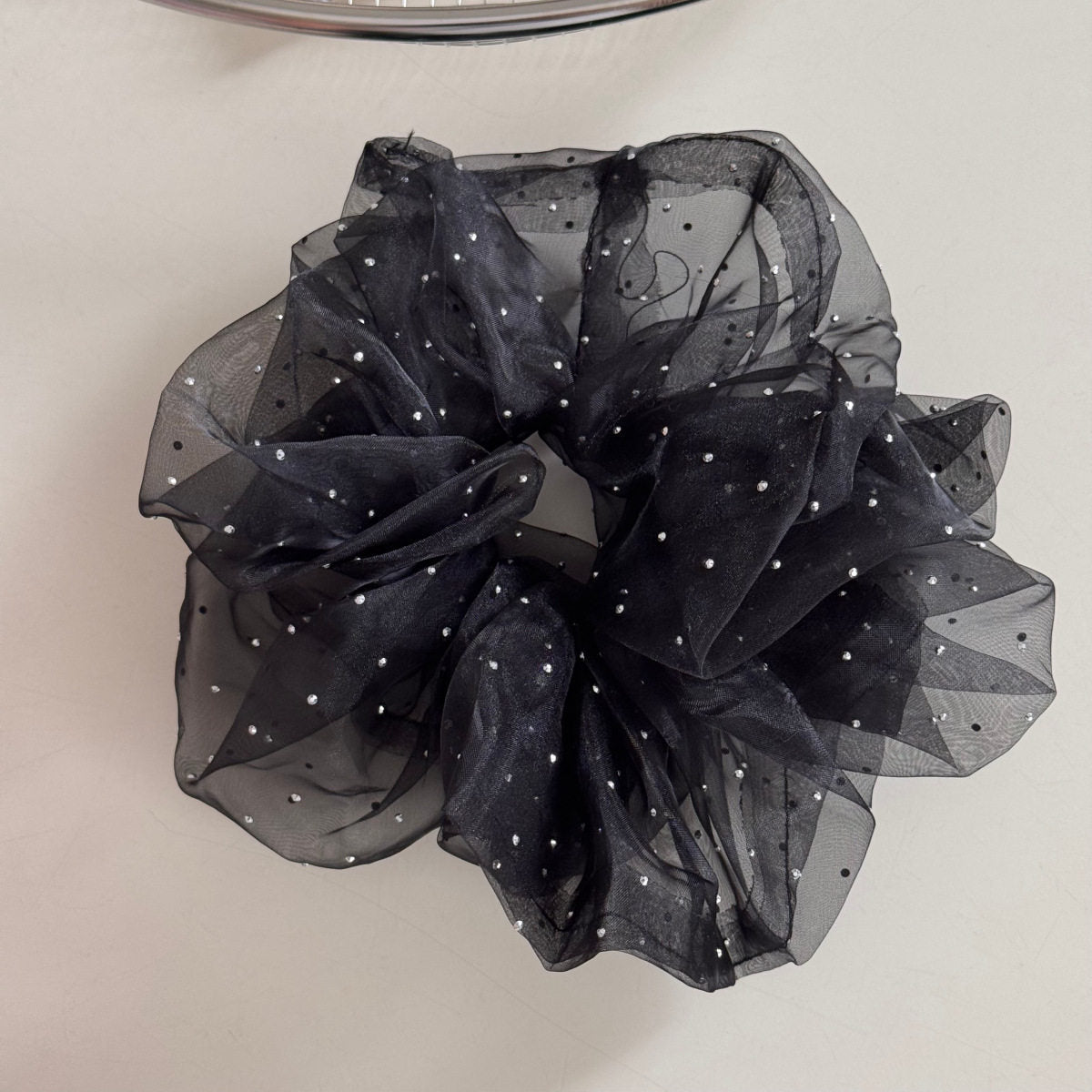 Sheer Fluffy Rhinestone Starry Mesh Hair Scrunchie MK2BLW6W6HSR22