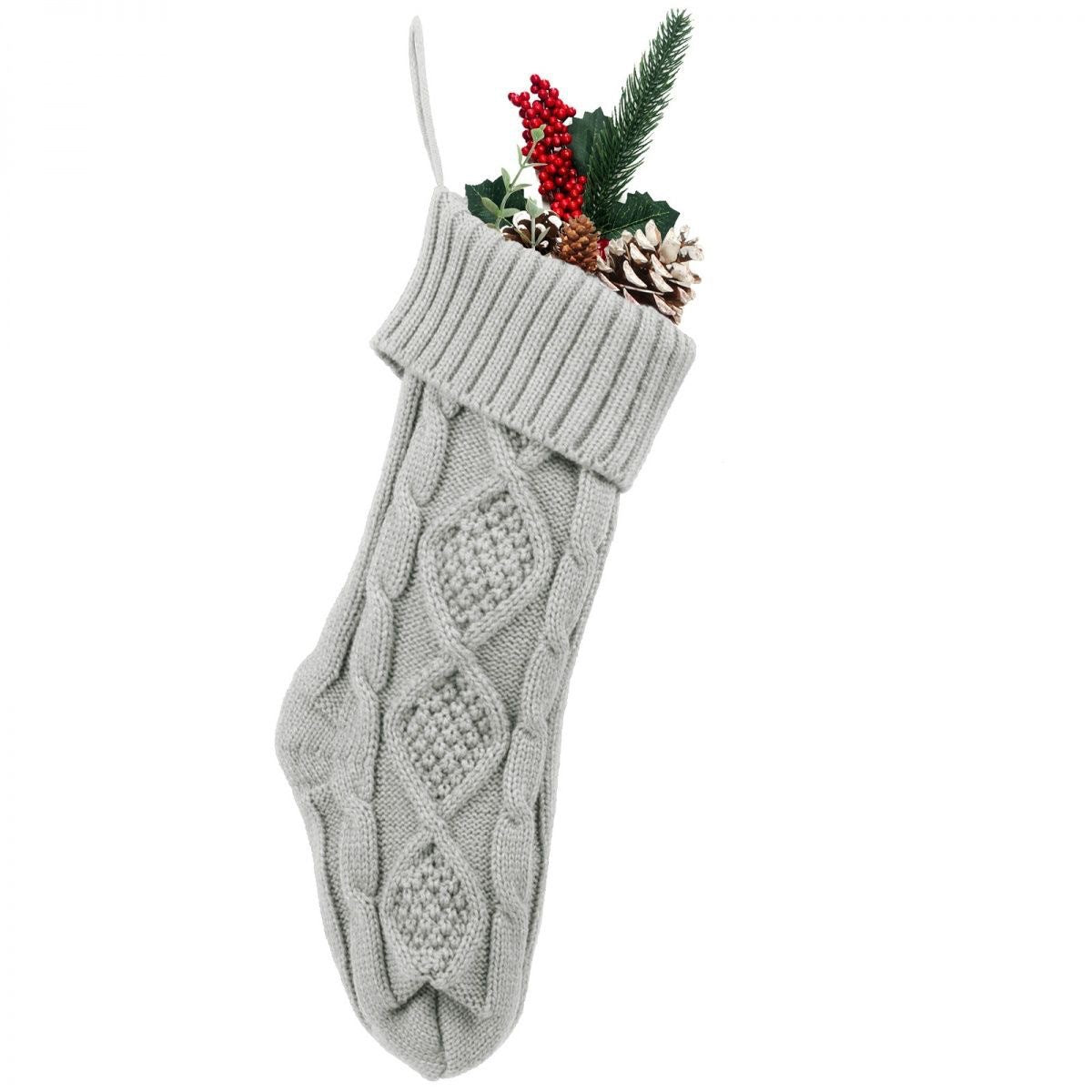 Christmas Cable Knit Stocking Hanging Gift Pouch 6W8FSO896