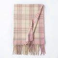 Minimalist Plaid Tassel Imitation Cashmere Scarf 6W6NSW292