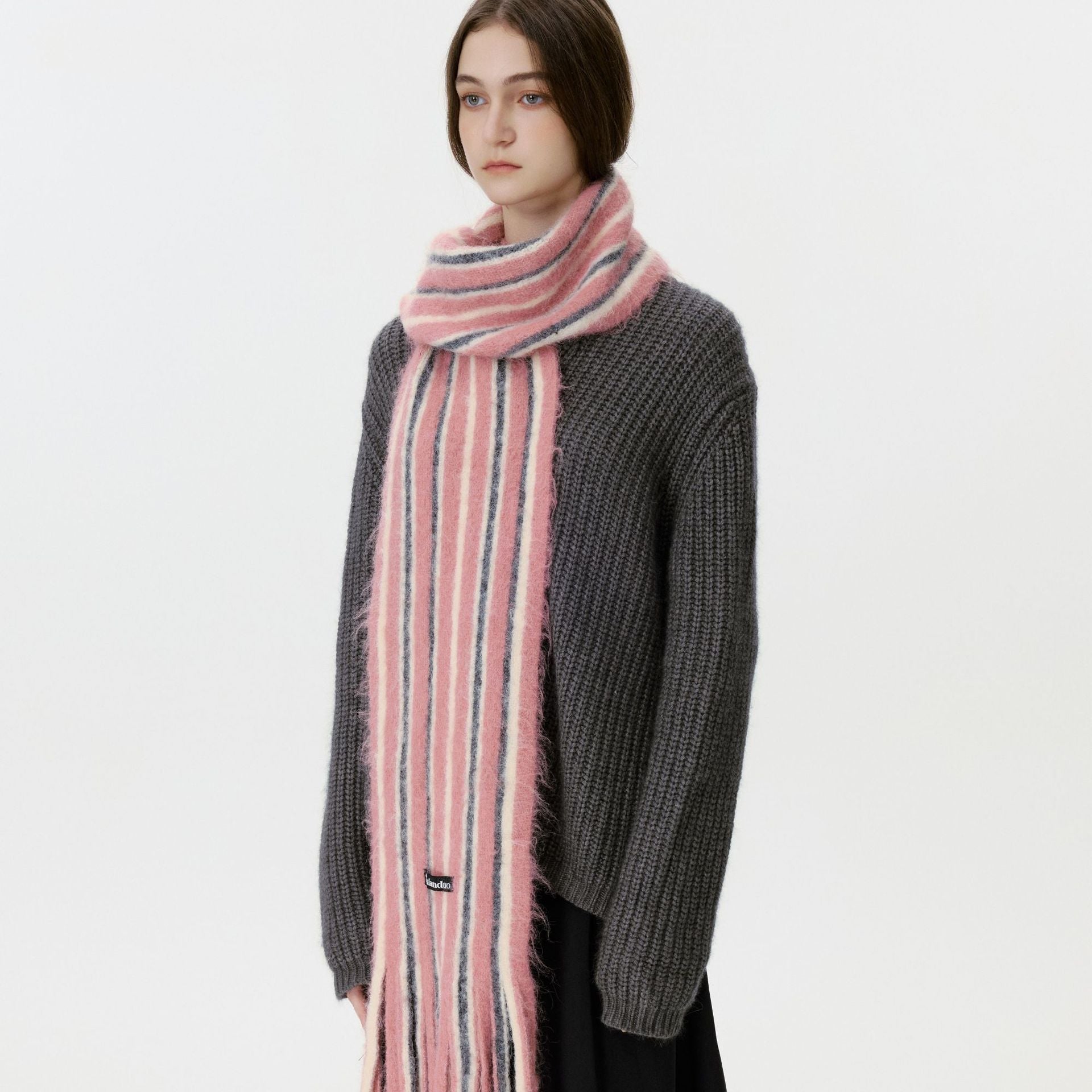 Stylish Color Block Striped Tassel Scarf 6W6NSW294