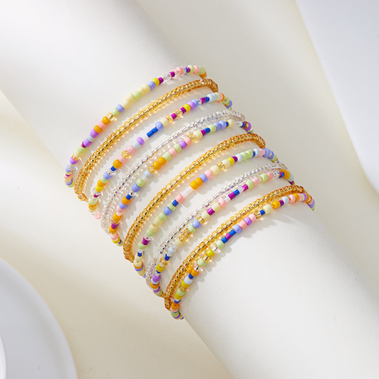 Cute Multi-Color Beaded Chain Stackable Bracelets 6W6JBR505