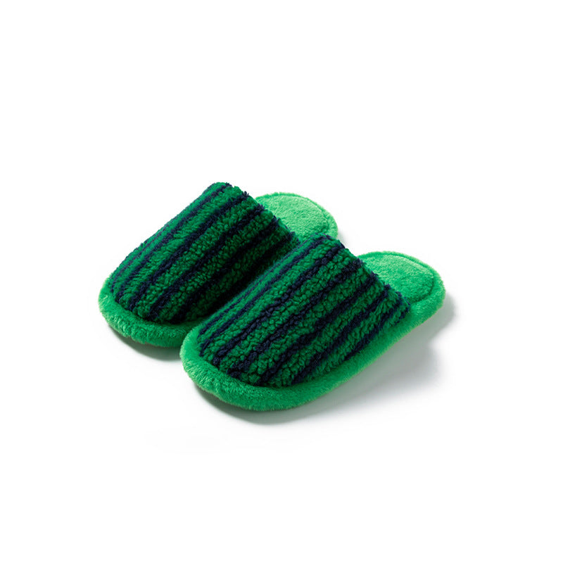 Striped Color Block Plush Soft Slippers DP25G479