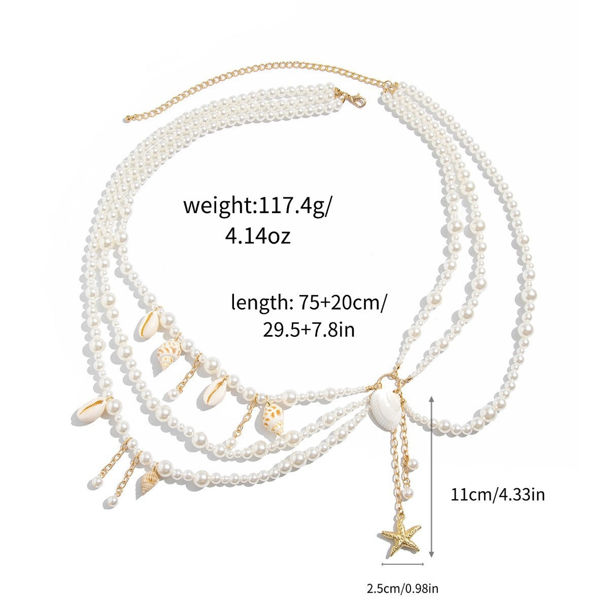 Beach Shell Starfish Layered Link Waist Chain 8ZA6JBC100T