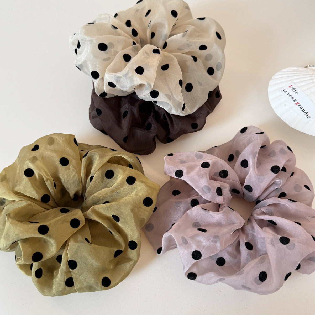 Trendy Polka Dots Print Organza Scrunchies 6W6HSR347
