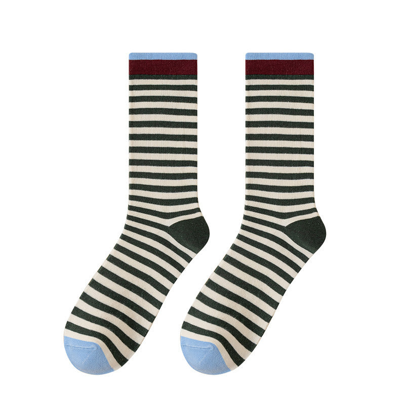 Classic Colorful Striped Mid Calf Socks 6W8FSO775