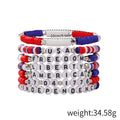 Stylish USA Flag Elastic Beaded Chain Bracelets Set 8ZA6JBR301L