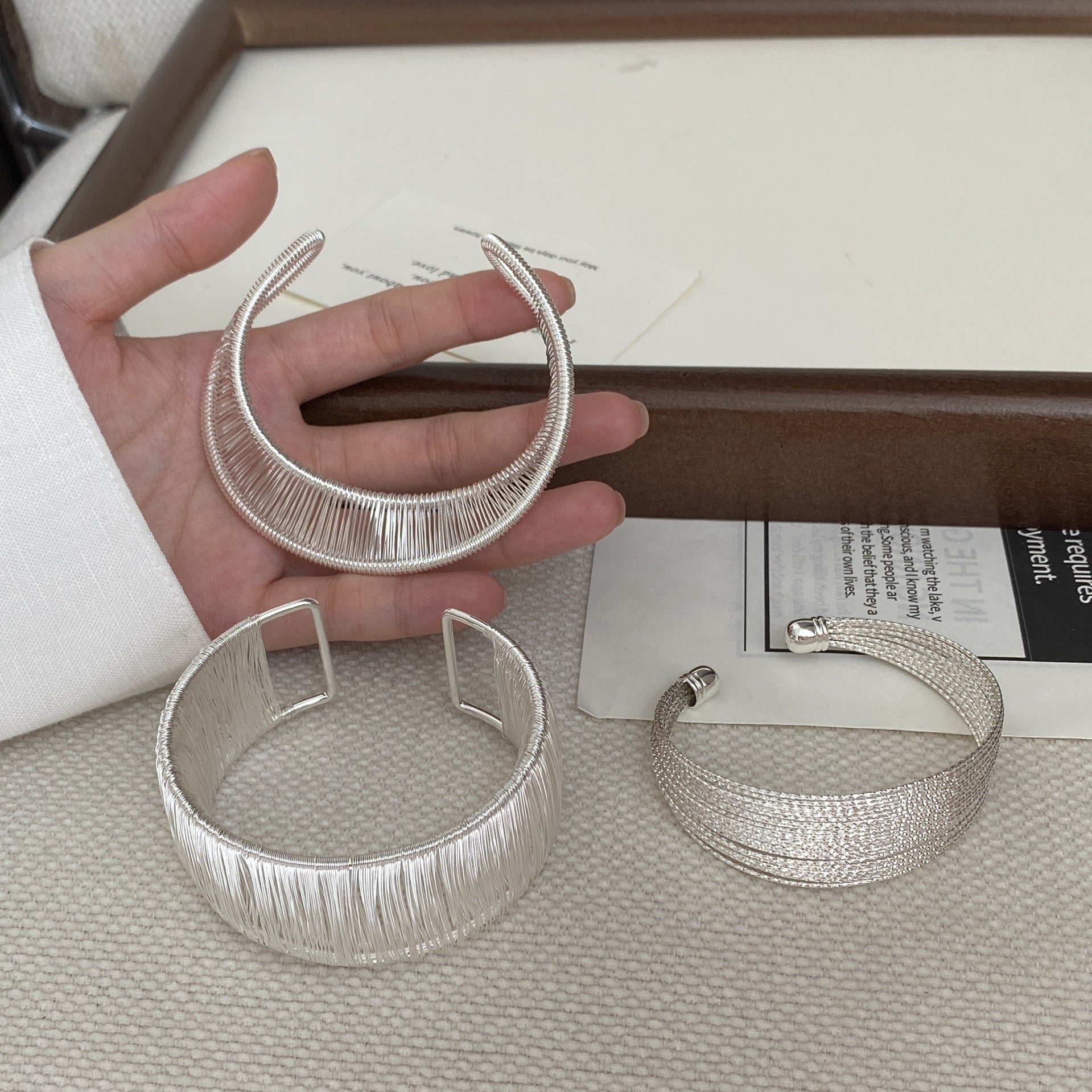 Trendy Vertical Brushed Wide Open Cuff Bracelet 6W6JBR571