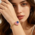 Retro Gold Plated USA Flag Chain Bracelet 8ZA6JBR304L