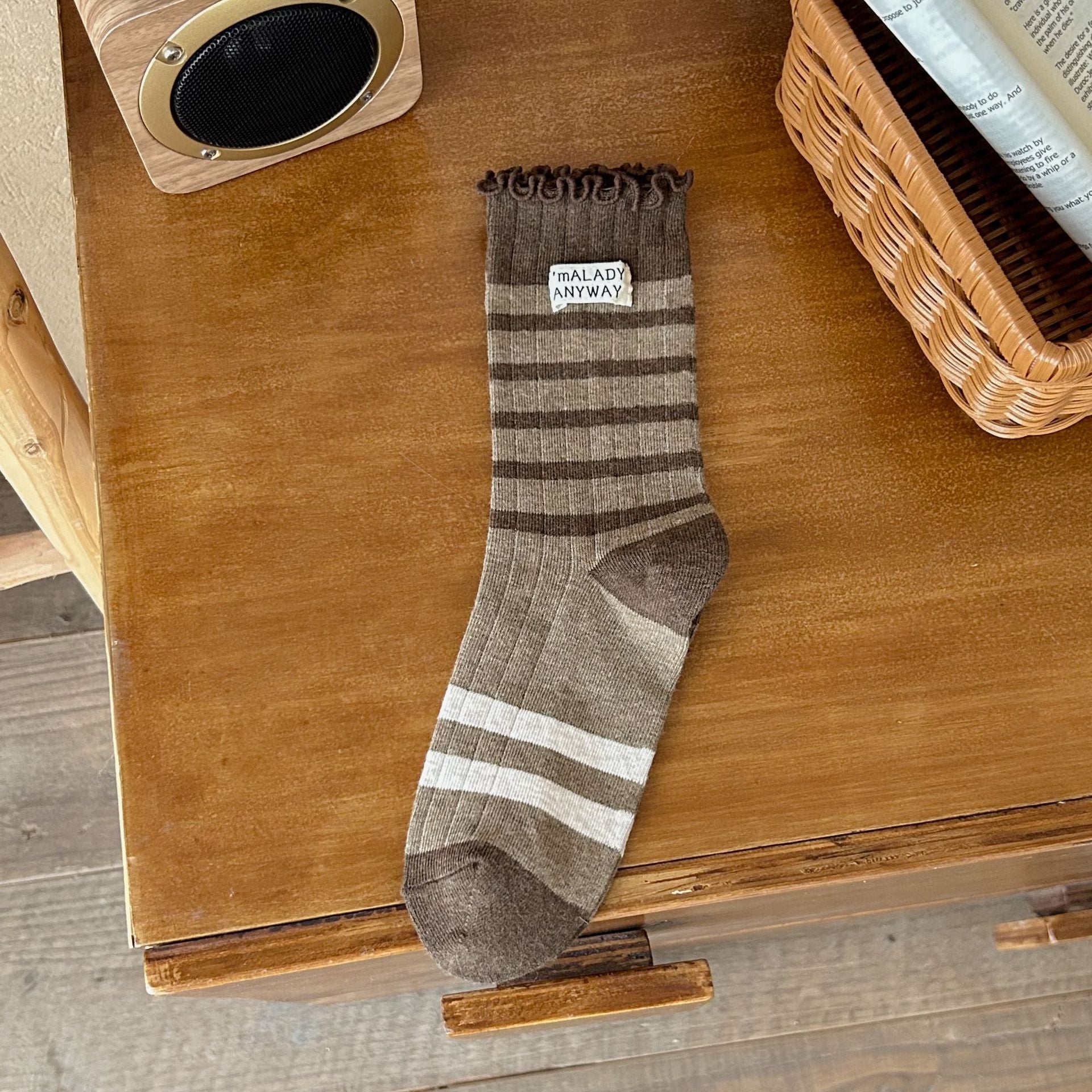 Ruffle Trim Thick Slouchy Crew Socks 6W8FSO674