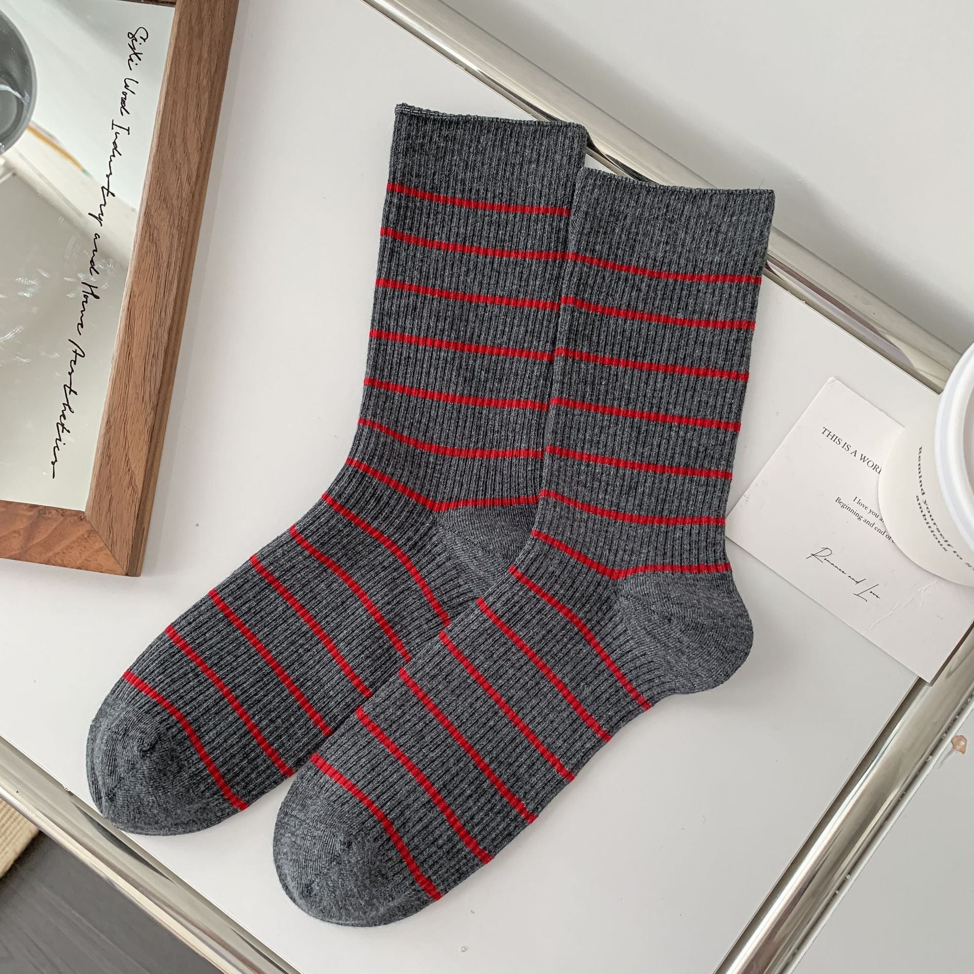 Casual Striped Color Block Slouchy Socks 6W8FSO691