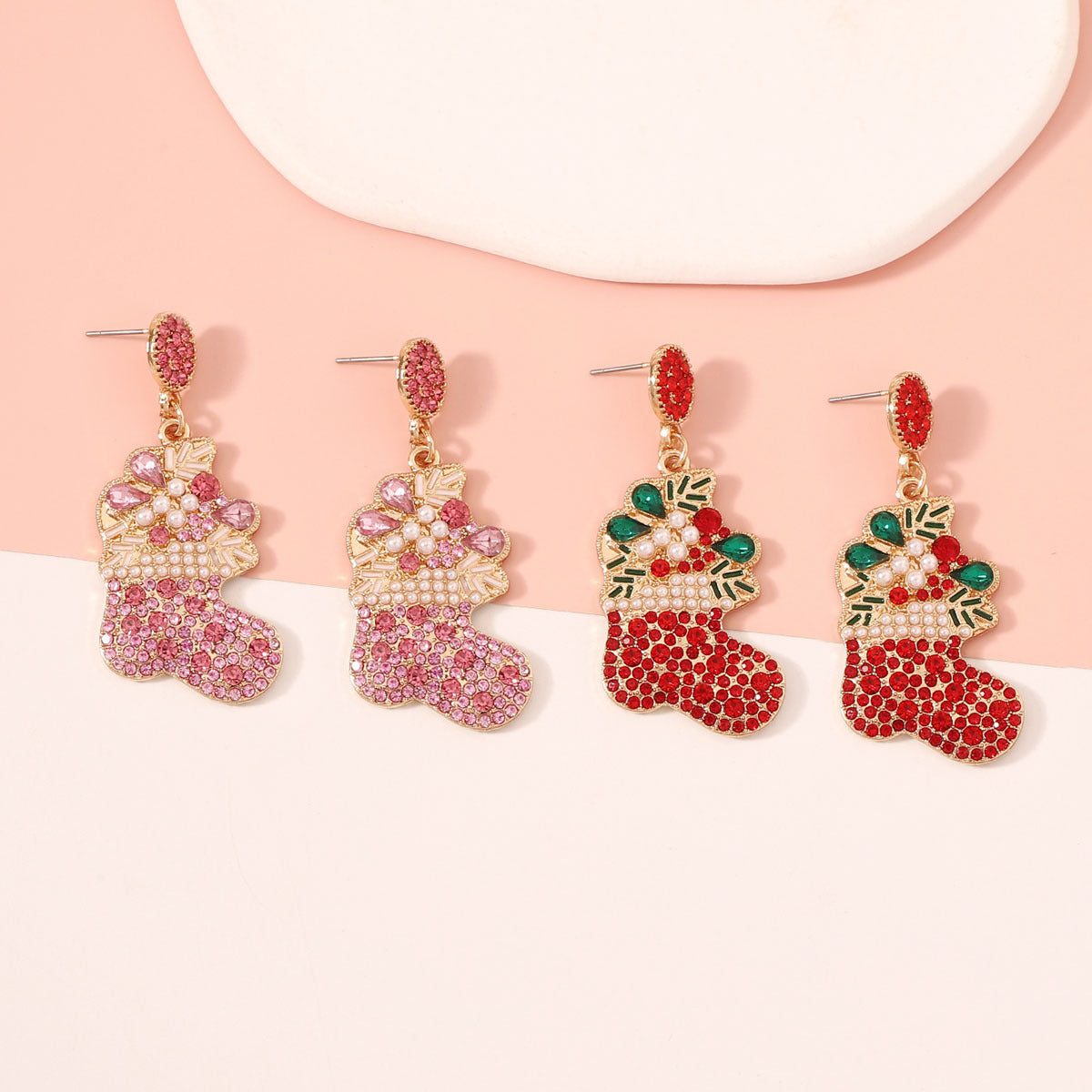 Christmas Stocking Dangle Earrings - DippedShop Wholesale - #9667