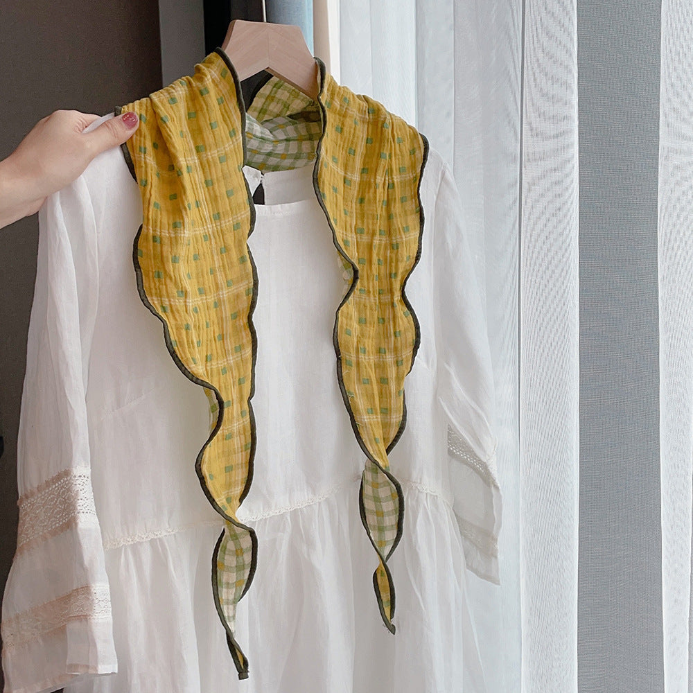 Stylish Plaid Print Reversible Silk Scarf 6W6NSI237