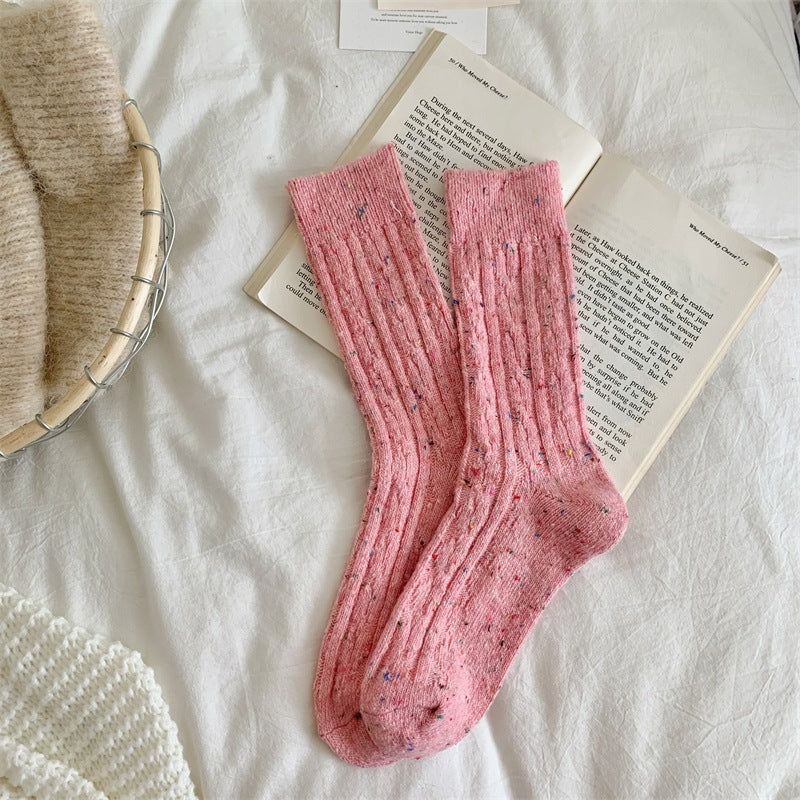 Thick Warm Wool-Blend Cable Knit Socks 6W8FSO710