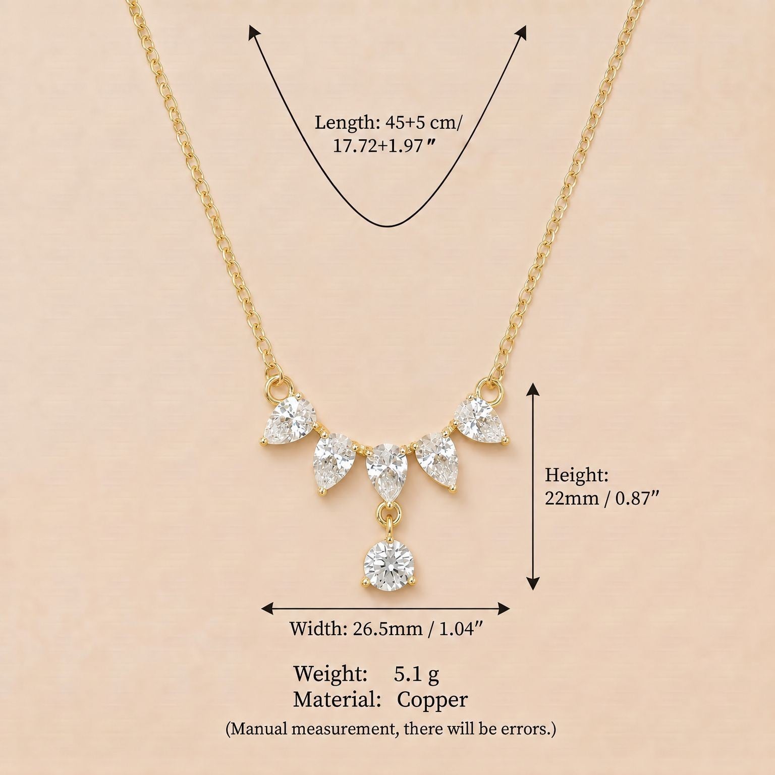 Elegant Gold Plated Heart Rhinestones Pendant Necklace 6W6JNC643