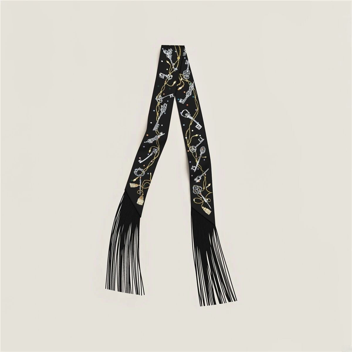 Simple Striped Print Tassel Silk Scarf 6W6NSI247