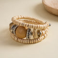 Boho Style Wood Beaded Stackable Chain Bracelet 6W6JBR587