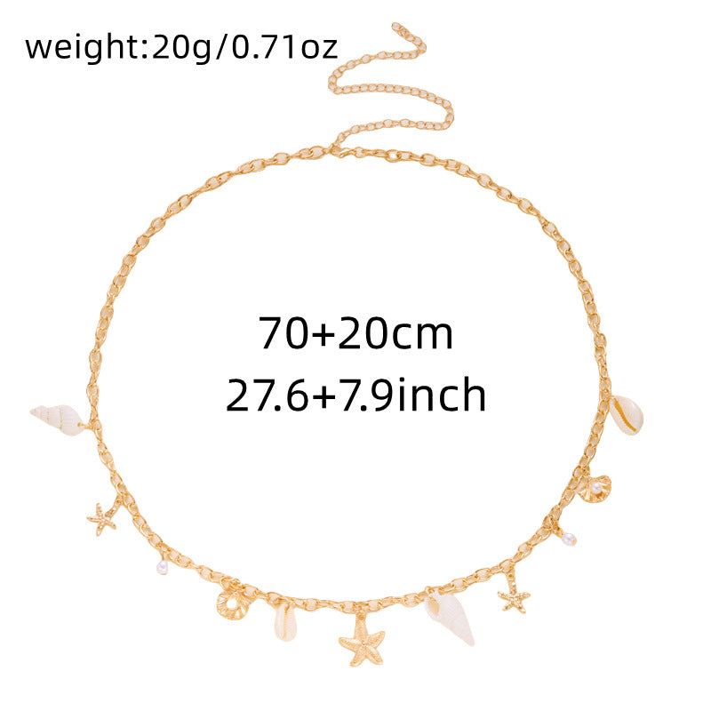 Simple Gold Plated Shell Starfish Waist Chain 8ZA6JBC86T